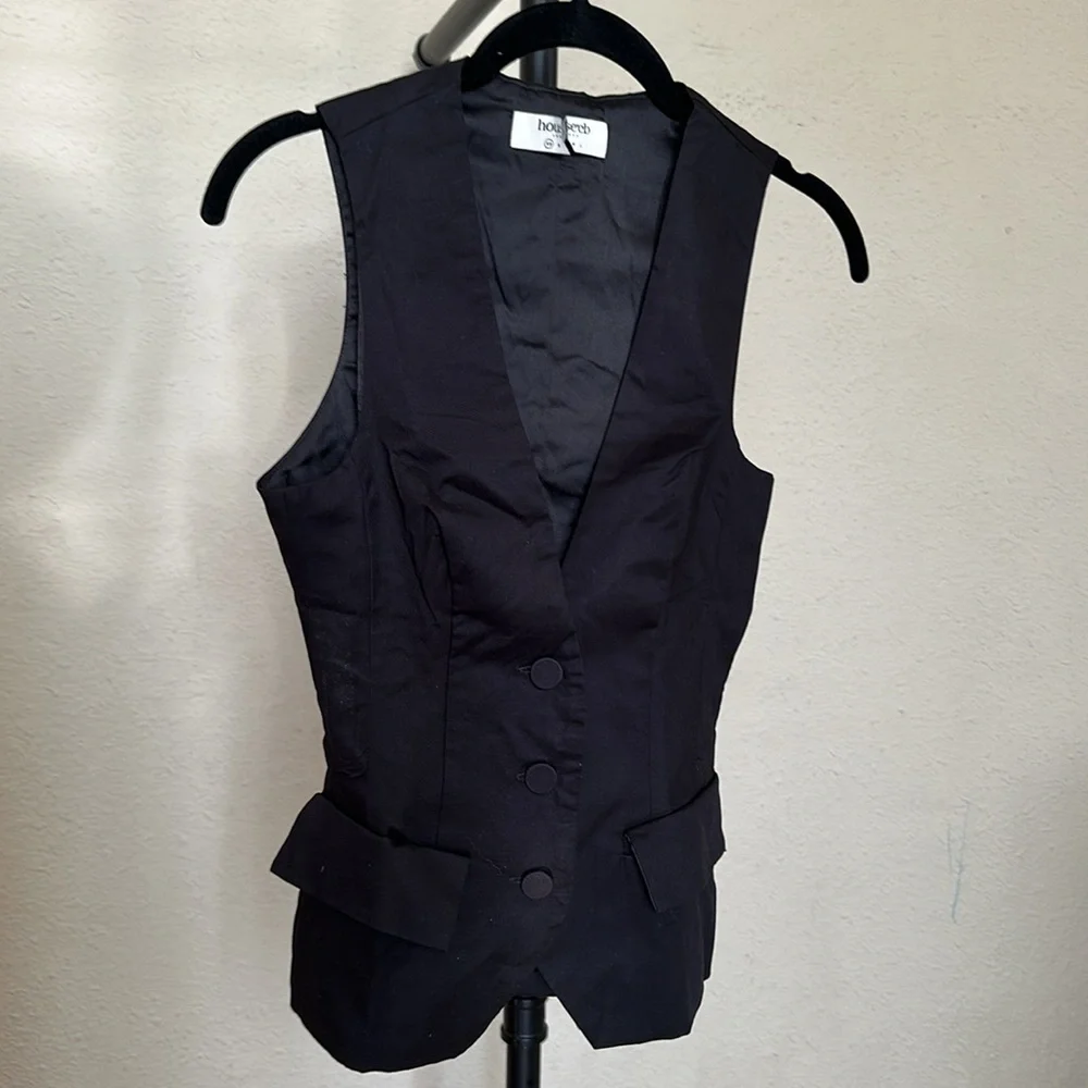 JULIET House of CB BLACK SLEEVELESS TUXEDO TOP NWOT blazer suit $139 size‎ XS